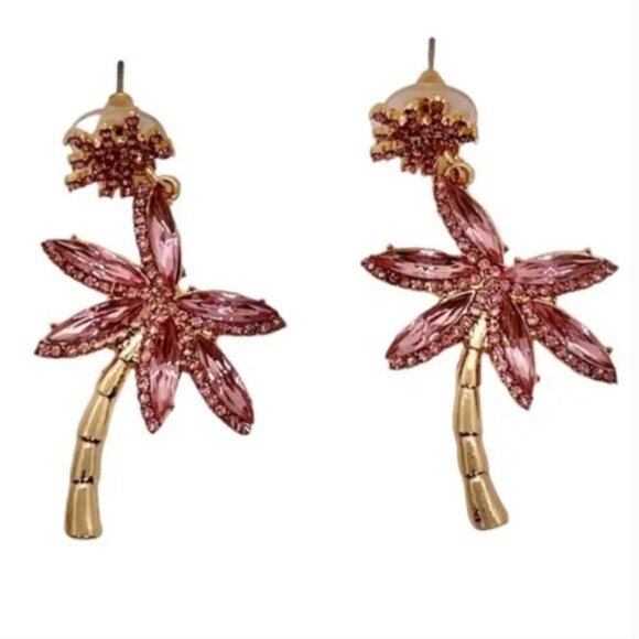⭐️❤️ FREE Palm Tree Plant Boho Peasant Rhinestone Hipster Hippie Chic Earrings - Picture 5 of 10
